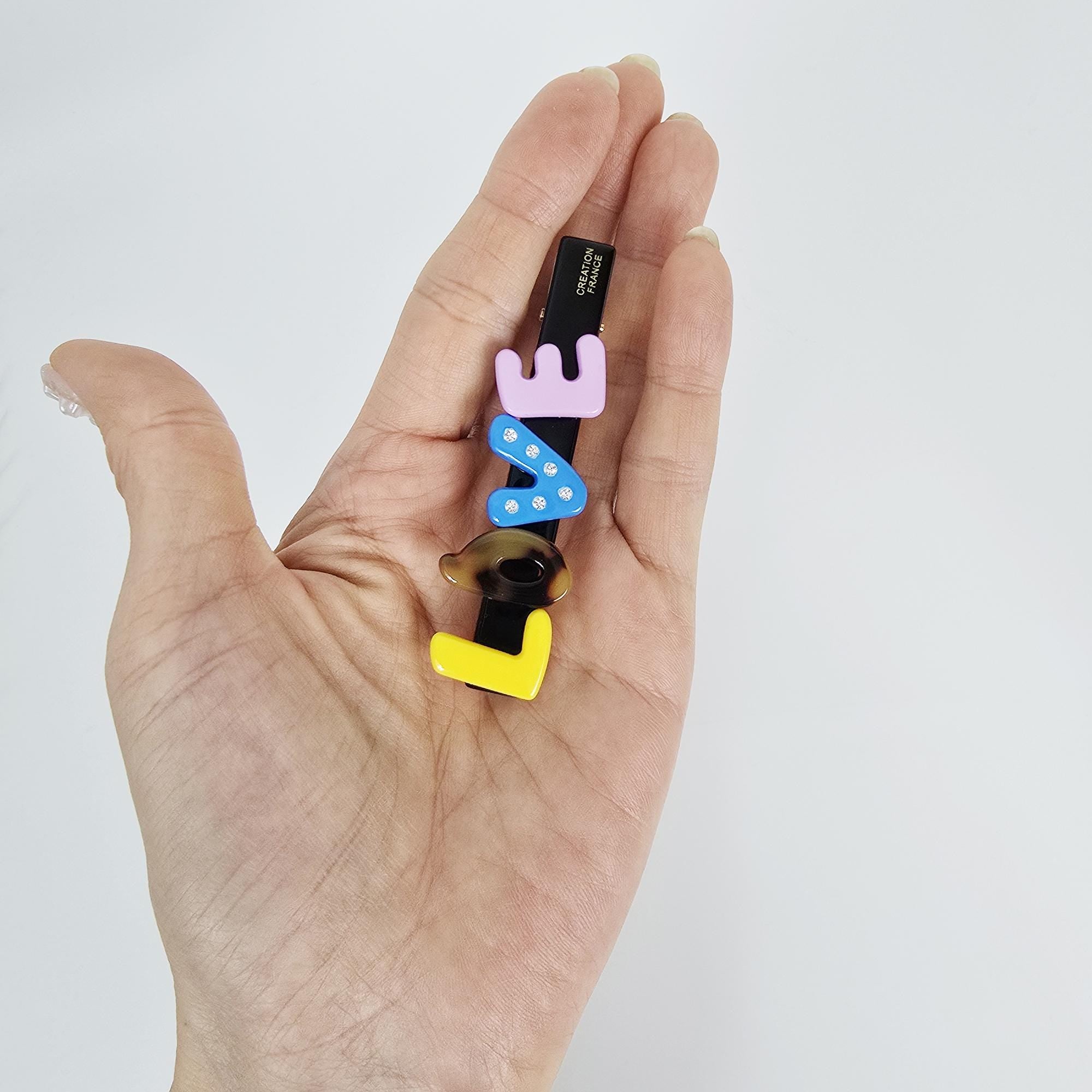 Lovely LOVE Mini Hair Claw Clip (3.0 Inch) / Tortoise Shell Frech Pin / Alligator Hair Clip for Woman