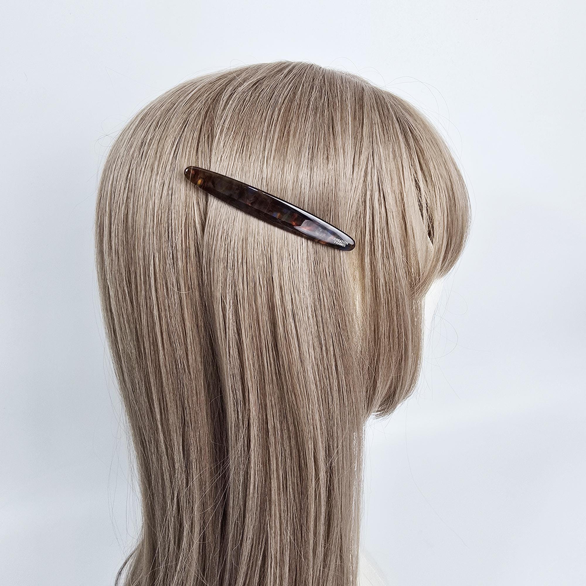 Luxurious Oval Hair Stick Hair Claw Clip (3.7 Inch) / Tortoise Shell French Hair Pin / Hair Accessory for Woman / Snap Clip for Thin Hair