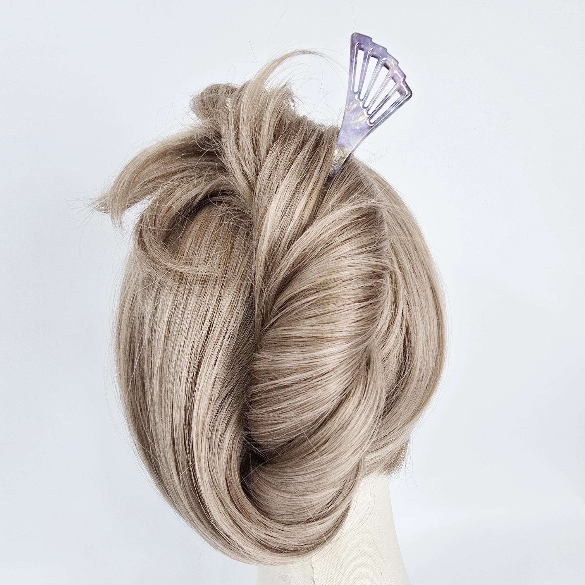 Luxurious Fan Blossom Straight Hair Stick (7.1 Inch) / Tortoise Shell French Hair Pin / Hair Fork for Thick Hair