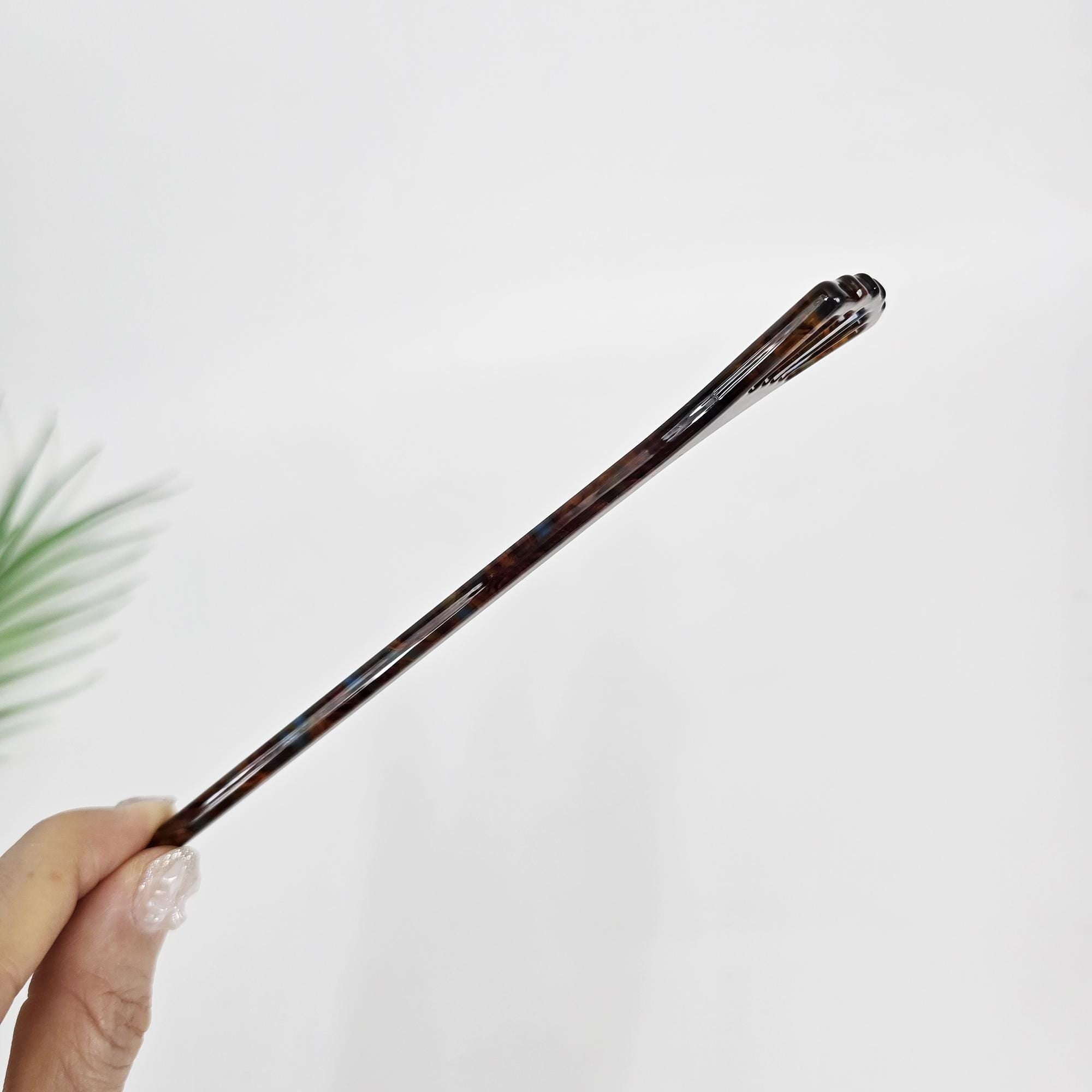 Luxurious Fan Blossom Straight Hair Stick (7.1 Inch) / Tortoise Shell French Hair Pin / Hair Fork for Thick Hair