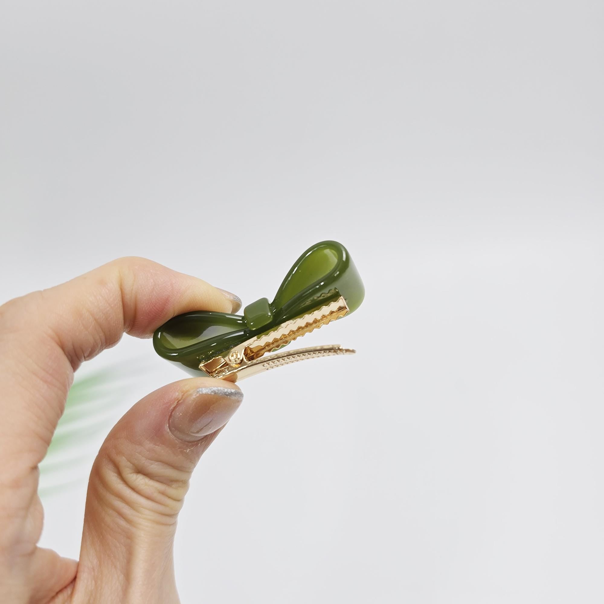 Mini Ribbon Hair Claw Clip (1.8 Inch) / Tortoise Shell Frech Pin / Alligator Hair Clip for Woman