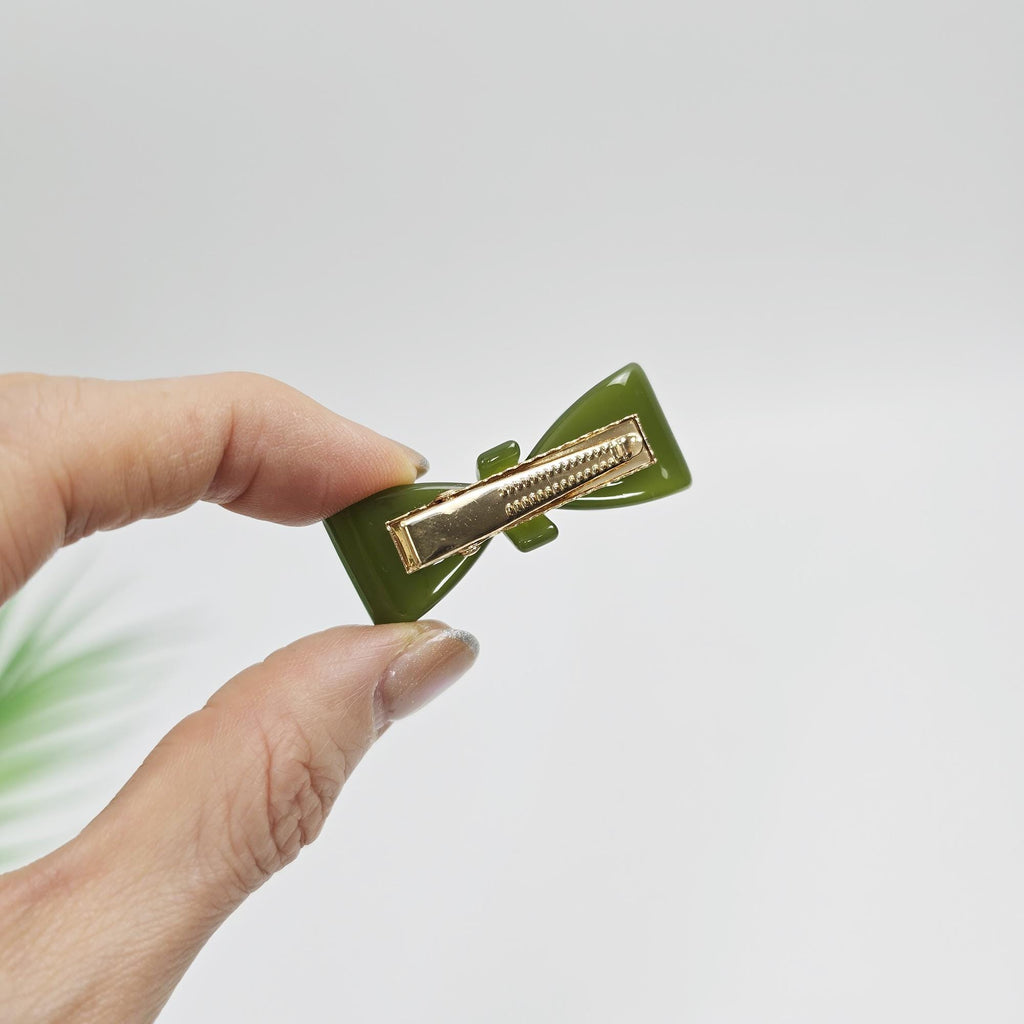 Mini Ribbon Hair Claw Clip (1.8 Inch) / Tortoise Shell Frech Pin / Alligator Hair Clip for Woman