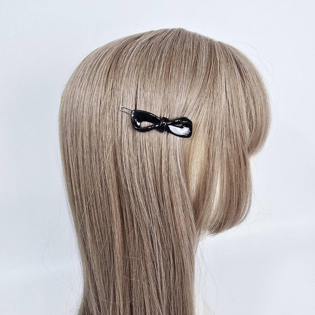 Cute Mini Ribbon Bobby Pin (2.0 Inch) / Tortoise Shell French Hair Pin Clip / Bow Barrette