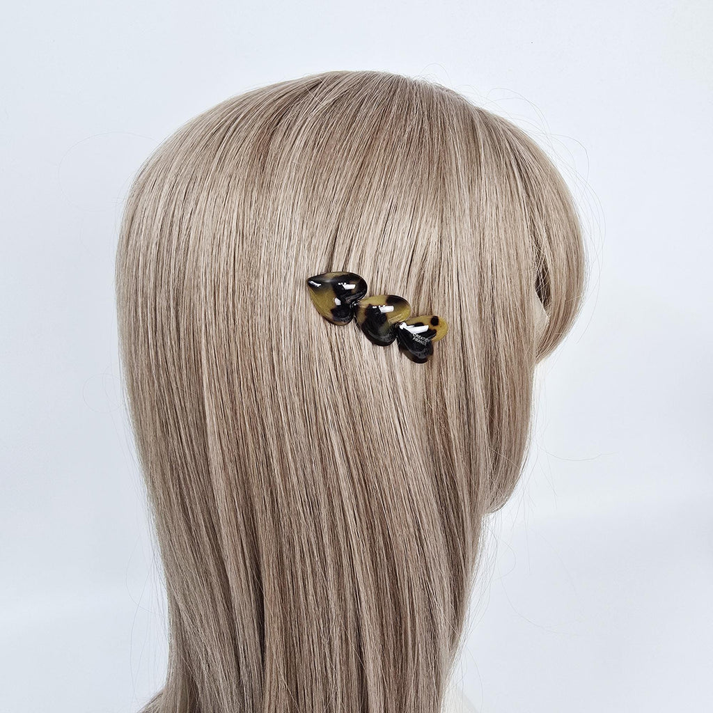 Leopard Heart Mini Hair Comb Pin (2.2 Inch) / Simple French Hair Pin / Hair Fork for Woman