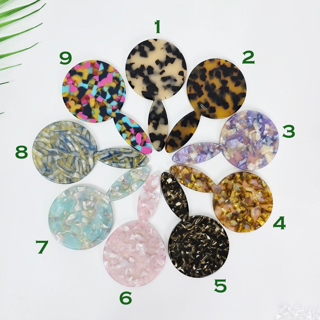 Slim Handle Mini Round Portable Hand Mirror (4.3 Inch) / Antique Hand Mirror / Hair Accessory for Woman