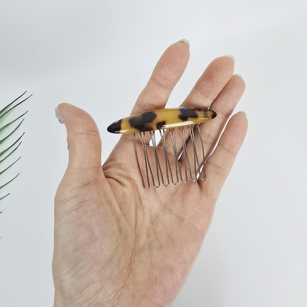 Leopard Marble Bonbon Hair Comb Pin (2.8 Inch) / Simple French Hair Pin / Hair Fork for Woman