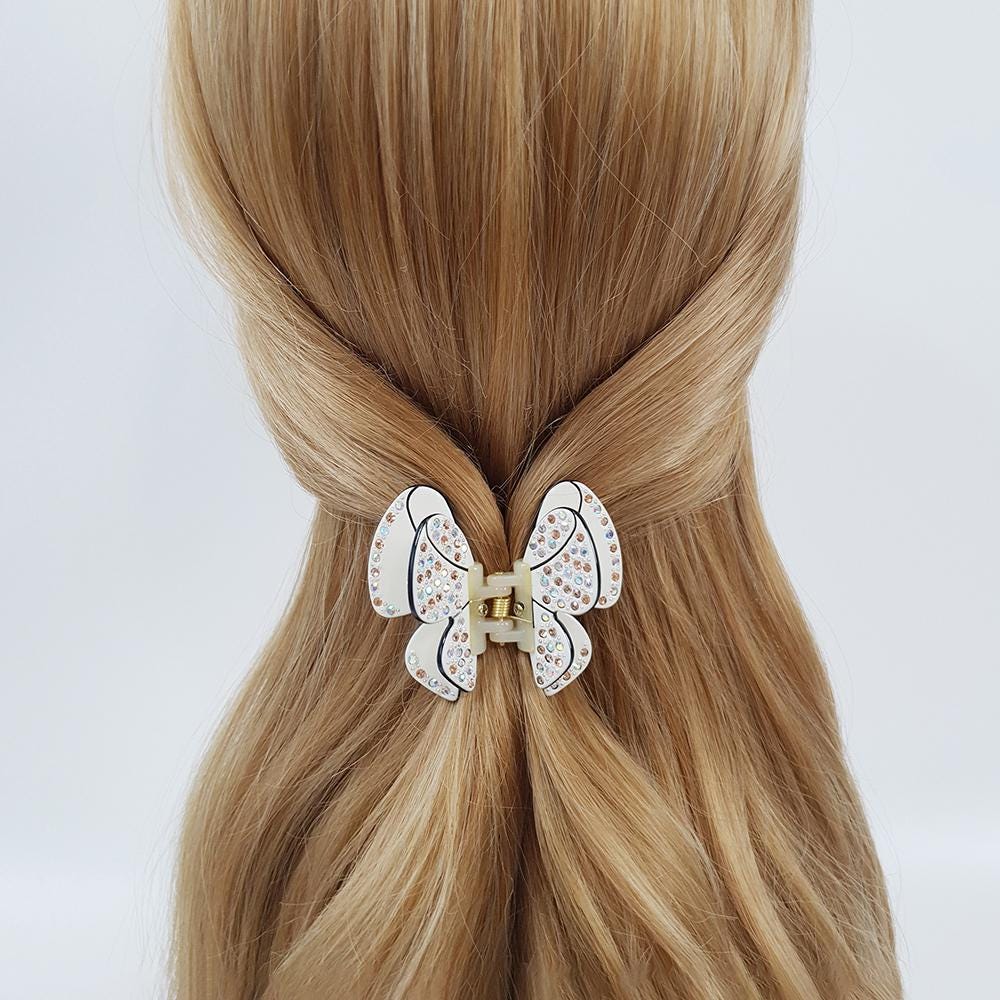 Pastel Color Cubic Double Wing Butterfly Hair Clip / Tortoise Shell Leopard French Hair Pin / Hair Accessory for Woman