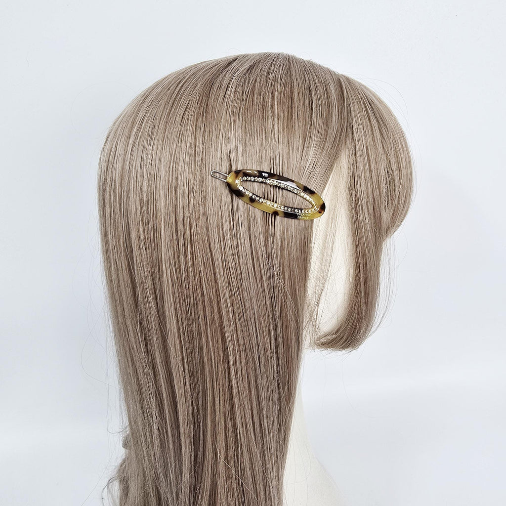 Gleam Loop Cubic Bobby Pin (2.2 Inch) / Tortoise Shell French Hair Pin Clip / Bow Barrette