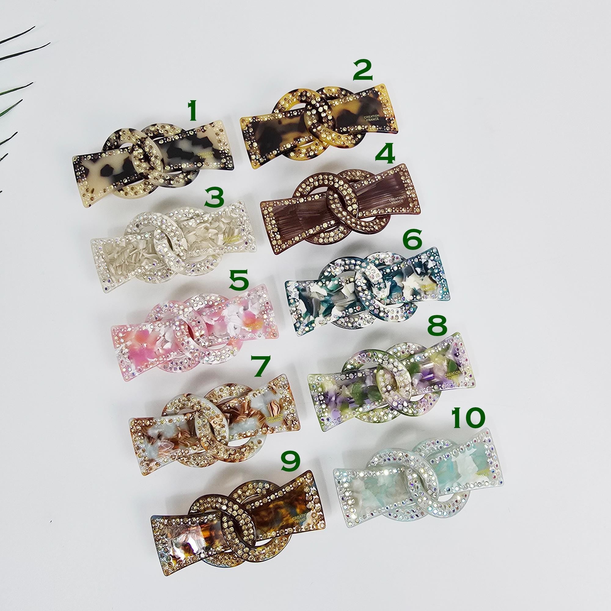 Sparkling Chain Cubic Line Half-Up Hair Barrette (3.1 Inch) / Elegance French Hair Pin / Automatic Hair Clip
