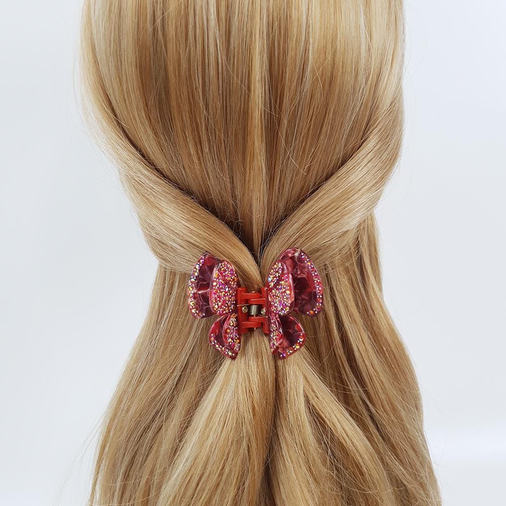 Pastel Color Cubic Double Wing Butterfly Hair Clip / Tortoise Shell Leopard French Hair Pin / Hair Accessory for Woman