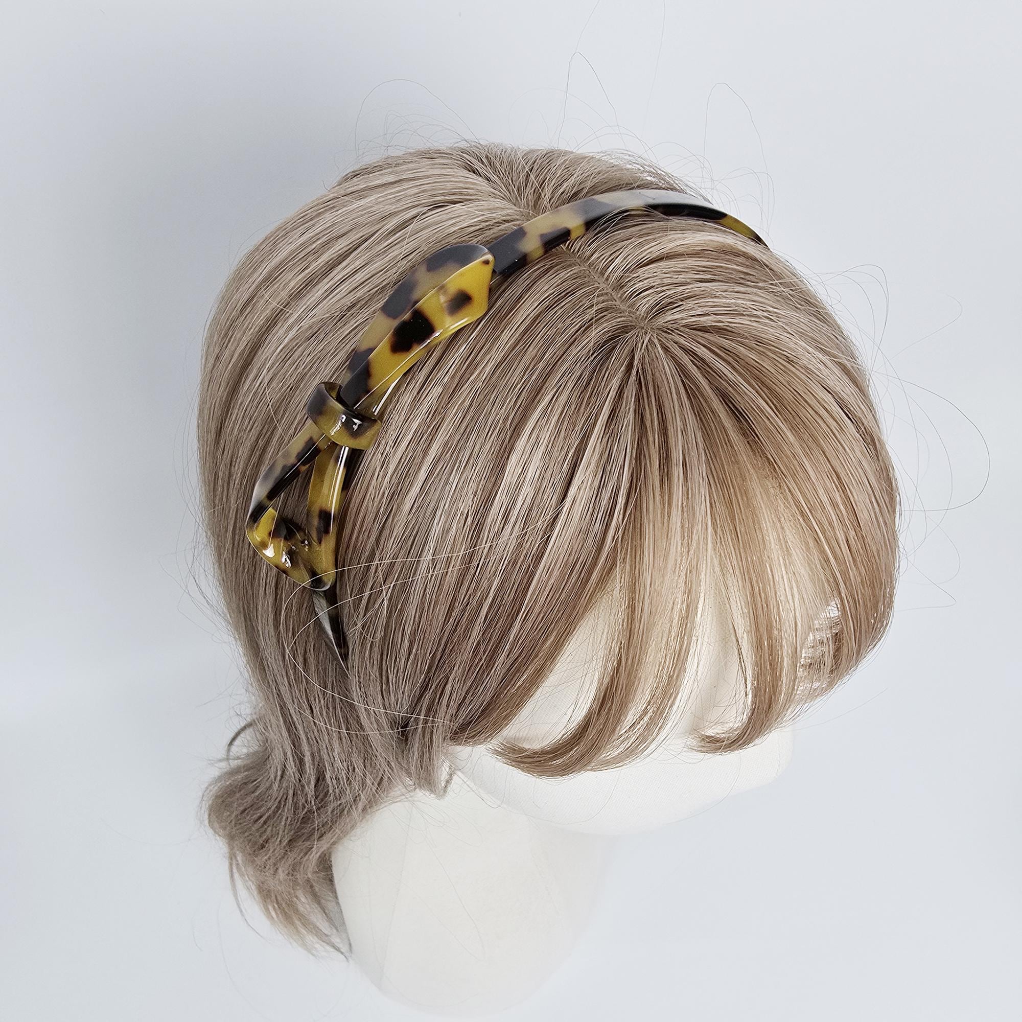 Leopard Marble Ballerina Bow Headband (0.4 Inch) / Tortoise Shell French Hair Pin / Hair Accessory for Woman / Acrylic Alice Headband