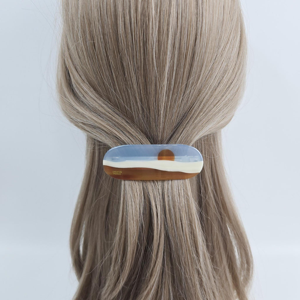 Golden Horizon Point Half-Up Barrette (3.5 Inch) / Elegance French Hair Pin / Automatic Hair Clip