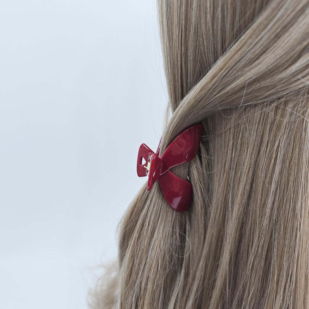 Pastel Color Red Dual Wing Hair Claw Clip (2.5 Inch) / Elegance French Hair Pin / Hair Barrette for Woman