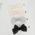 Sheer Chiffon Mini Gold Big Ribbon Flat Barrette (3.1 Inch) / Elegance French Hair Pin / Automatic Hair Clip