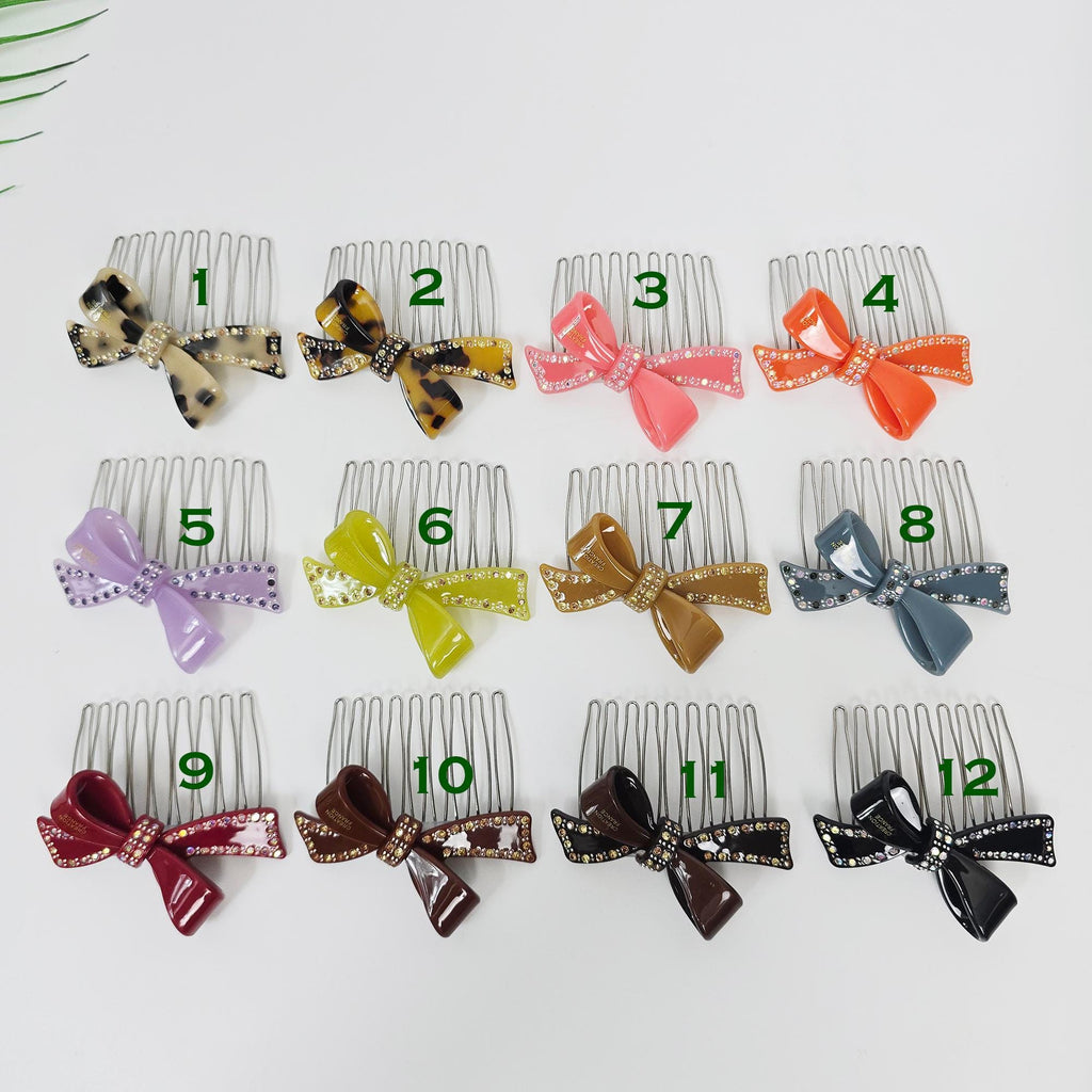 Cubic Large Double Ribbon Non-Slip Hair Comb Clip (2.8 Inch) / Luxurious French Hair Pin / Hair Comb for Woman / Hair Fork for Thick Hair