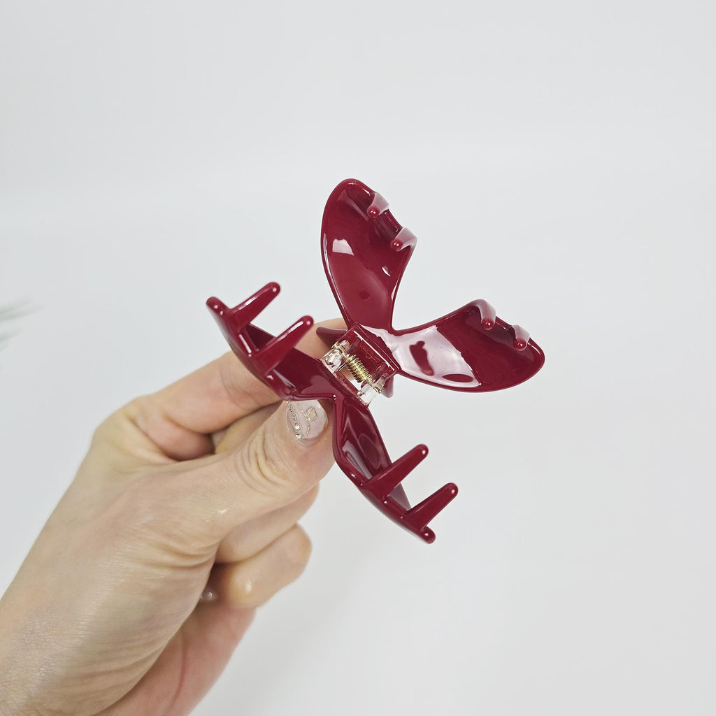 Pastel Color Red Dual Wing Hair Claw Clip (2.5 Inch) / Elegance French Hair Pin / Hair Barrette for Woman