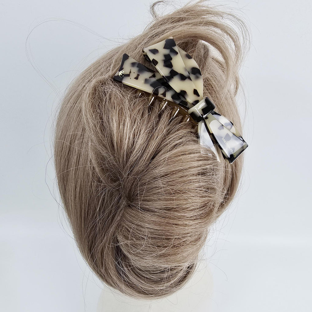 Big Ribbon Long Non-Slip Updo Hair Comb Clip (4.3 Inch) / Simple French Hair Pin / Hair Fork for Woman