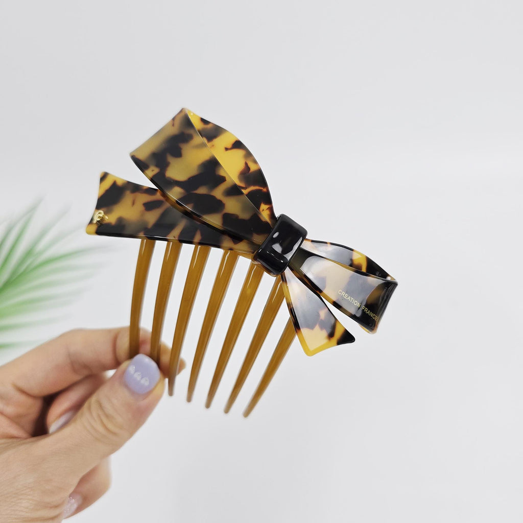 Big Ribbon Long Non-Slip Updo Hair Comb Clip (4.3 Inch) / Simple French Hair Pin / Hair Fork for Woman