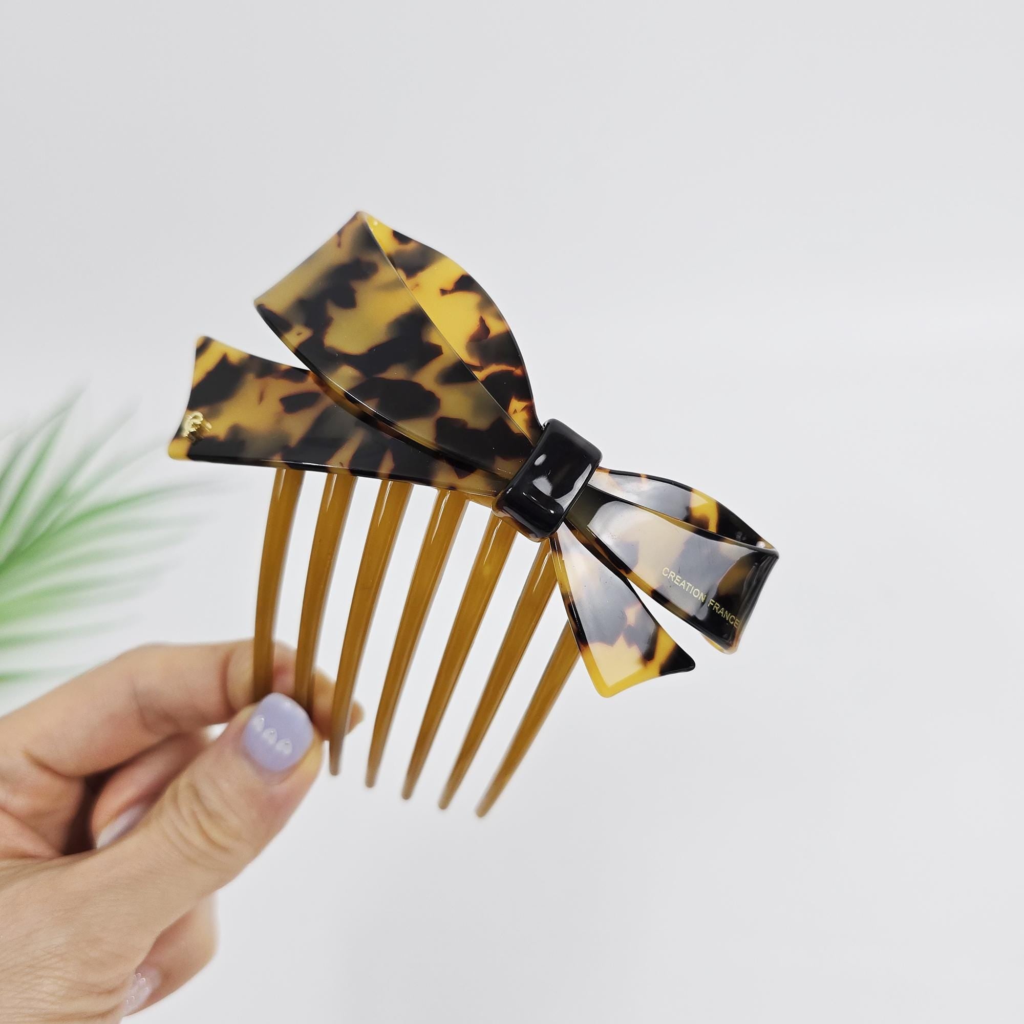 Big Ribbon Long Non-Slip Updo Hair Comb Clip (4.3 Inch) / Simple French Hair Pin / Hair Fork for Woman