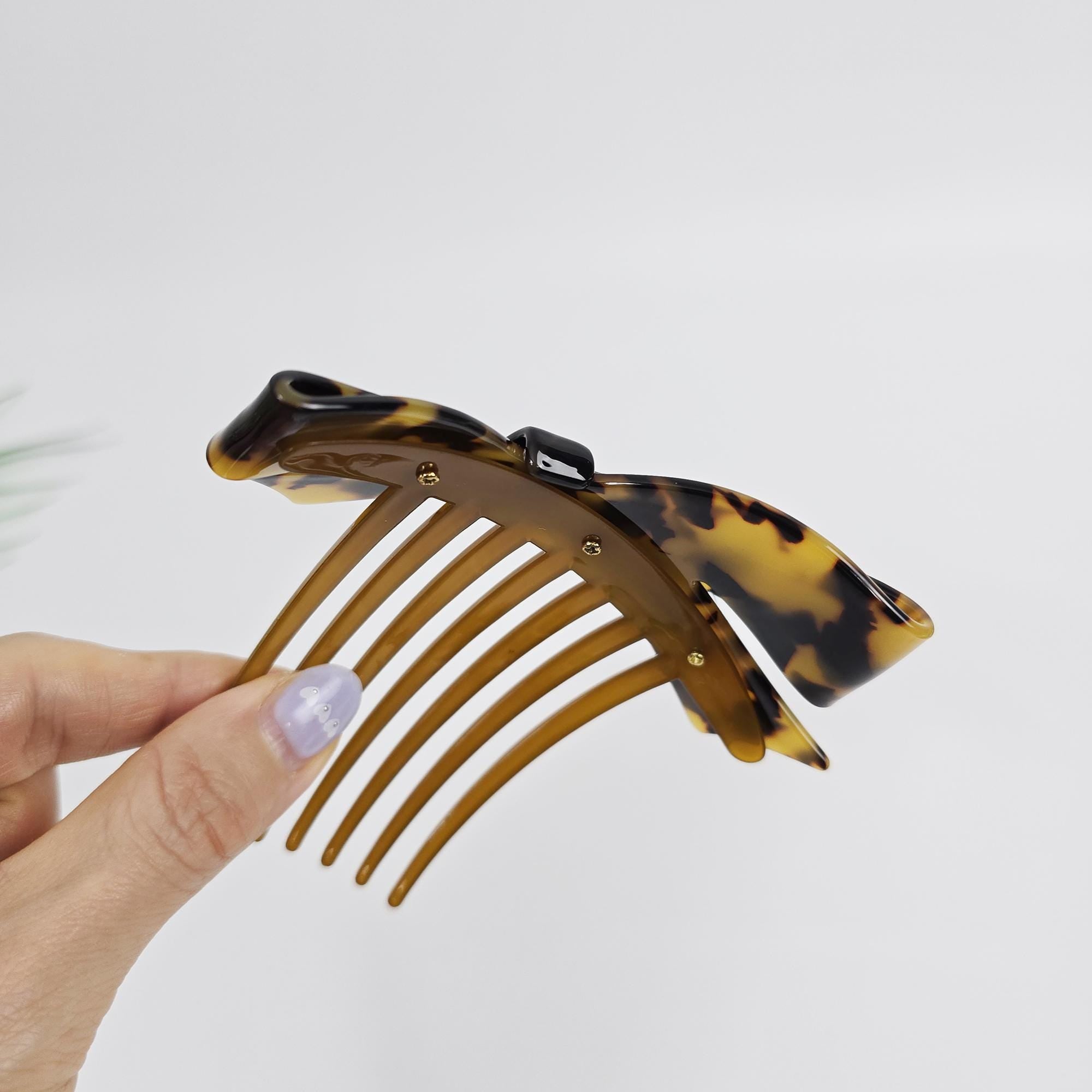 Big Ribbon Long Non-Slip Updo Hair Comb Clip (4.3 Inch) / Simple French Hair Pin / Hair Fork for Woman