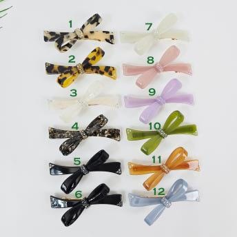 Luxurious Sparkle Ribbon Barrette (3.7 Inch) / Elegance French Hair Pin / Automatic Hair Clip
