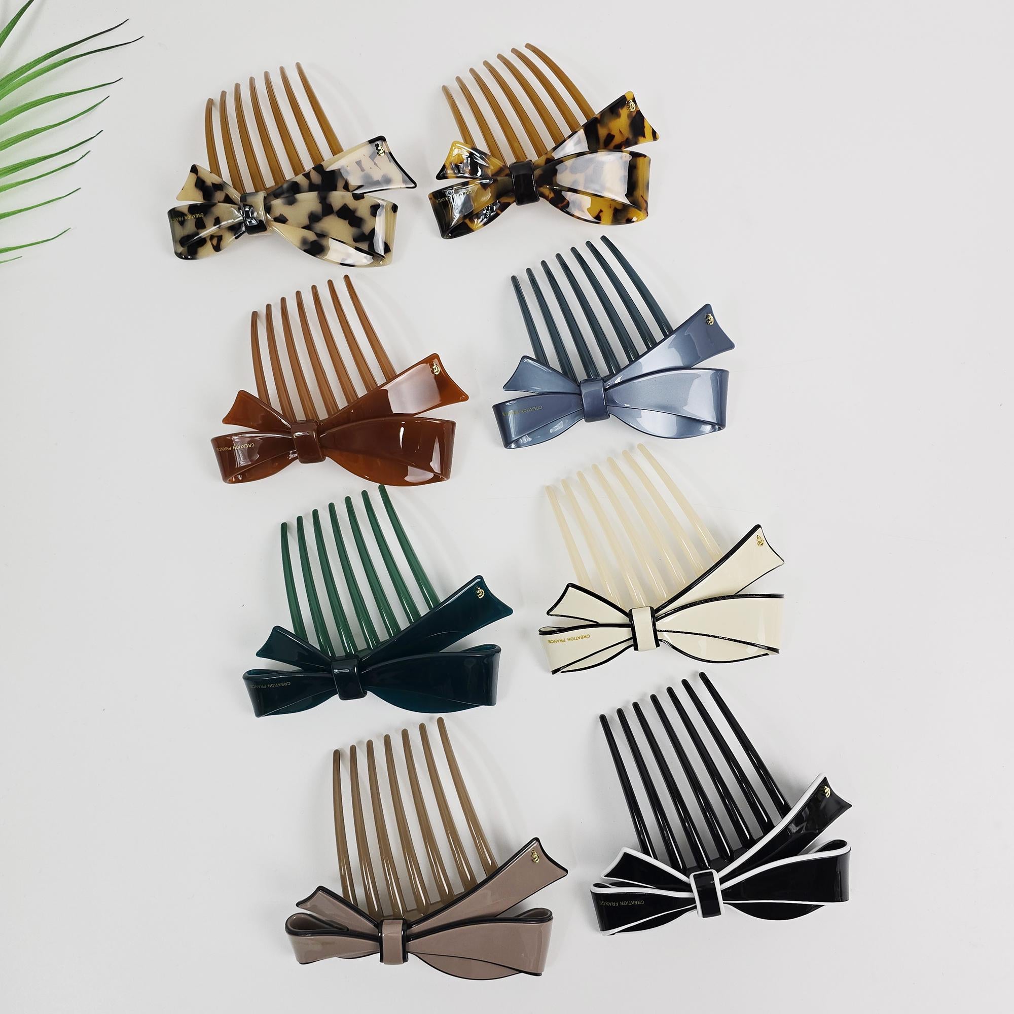 Big Ribbon Long Non-Slip Updo Hair Comb Clip (4.3 Inch) / Simple French Hair Pin / Hair Fork for Woman