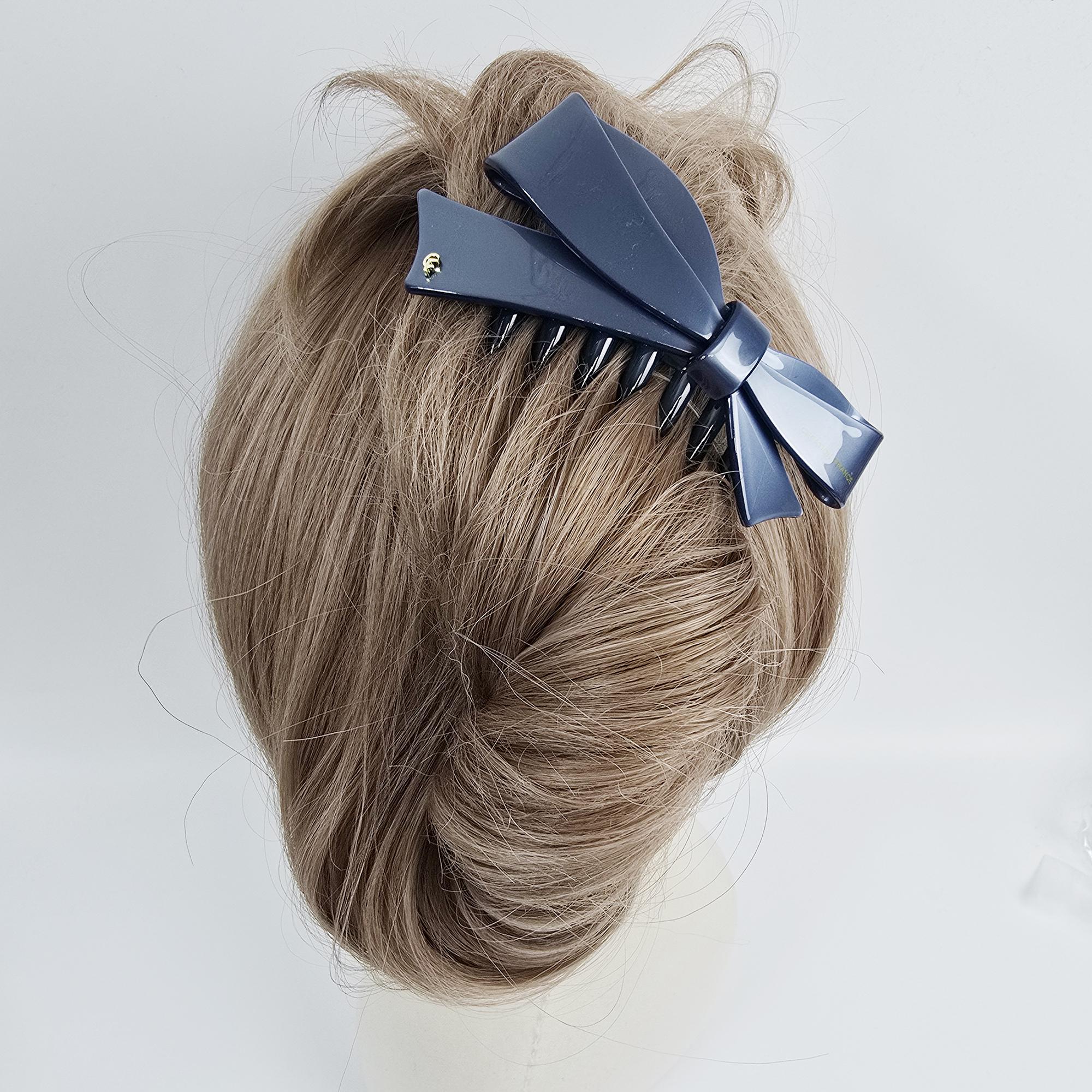 Big Ribbon Long Non-Slip Updo Hair Comb Clip (4.3 Inch) / Simple French Hair Pin / Hair Fork for Woman