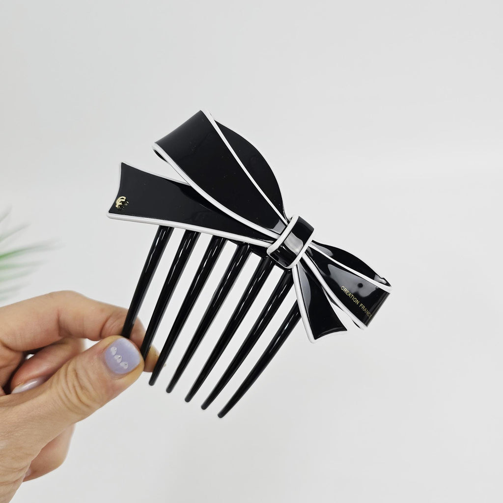 Big Ribbon Long Non-Slip Updo Hair Comb Clip (4.3 Inch) / Simple French Hair Pin / Hair Fork for Woman