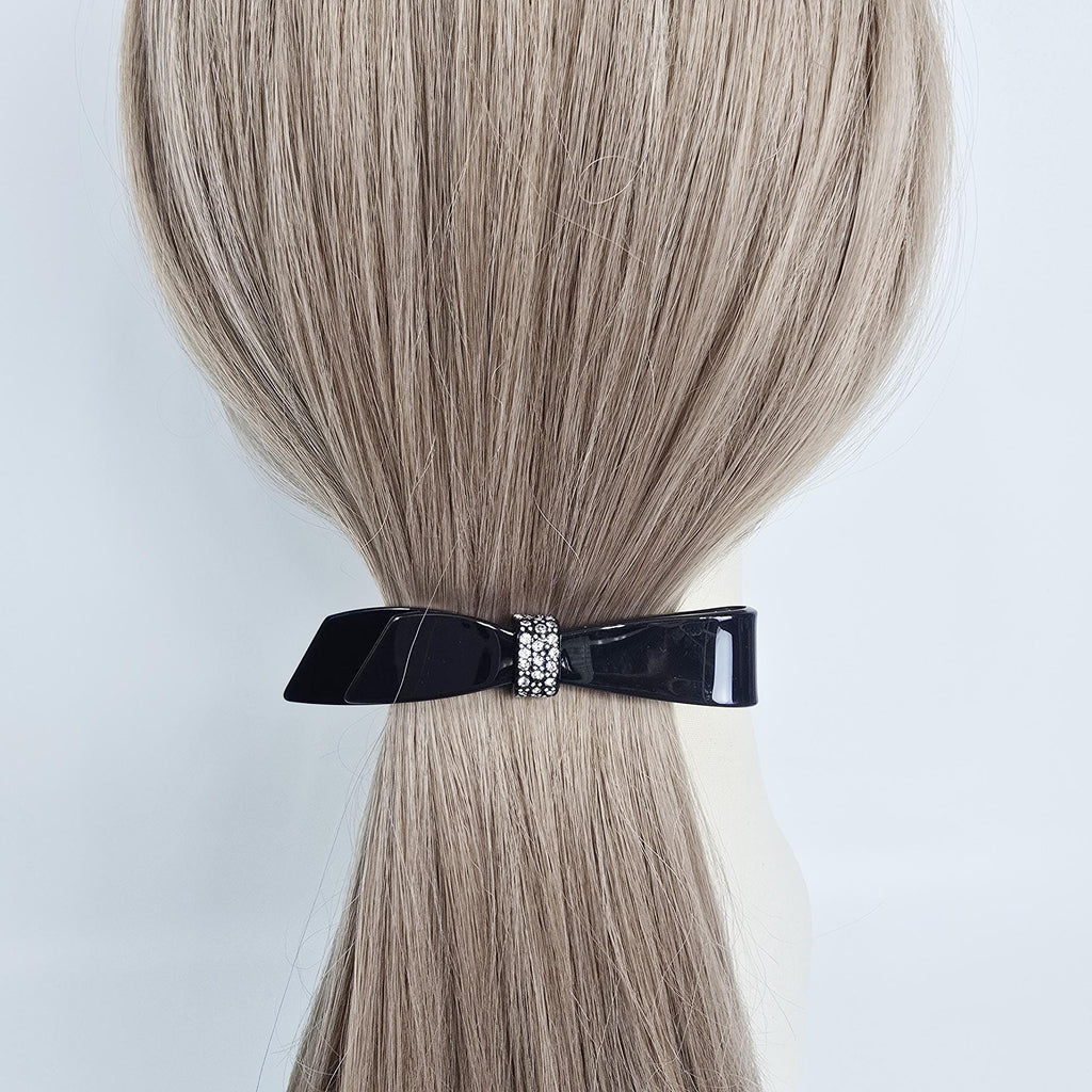 Single Knot Cubic Barrette (4.1 Inch) / Elegance French Hair Pin / Automatic Hair Clip