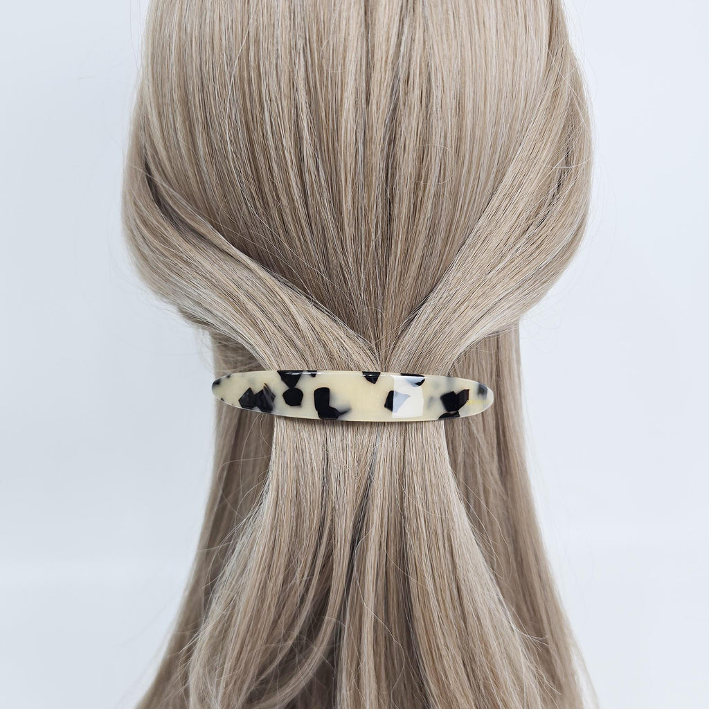 Blooming Slim Curve Half Updo Barrette (4.1 Inch) / Elegance French Hair Pin / Automatic Hair Clip