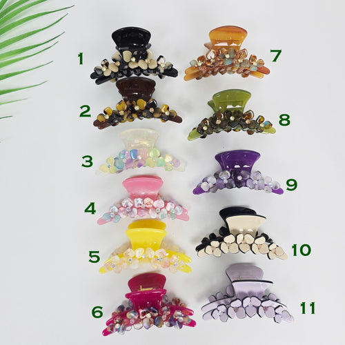 New Color Cubic Point Arch Flower Half Updo Hair Claw Clip (3.1 Inch) / Elegance French Hair Pin / Hair Barrette for Woman