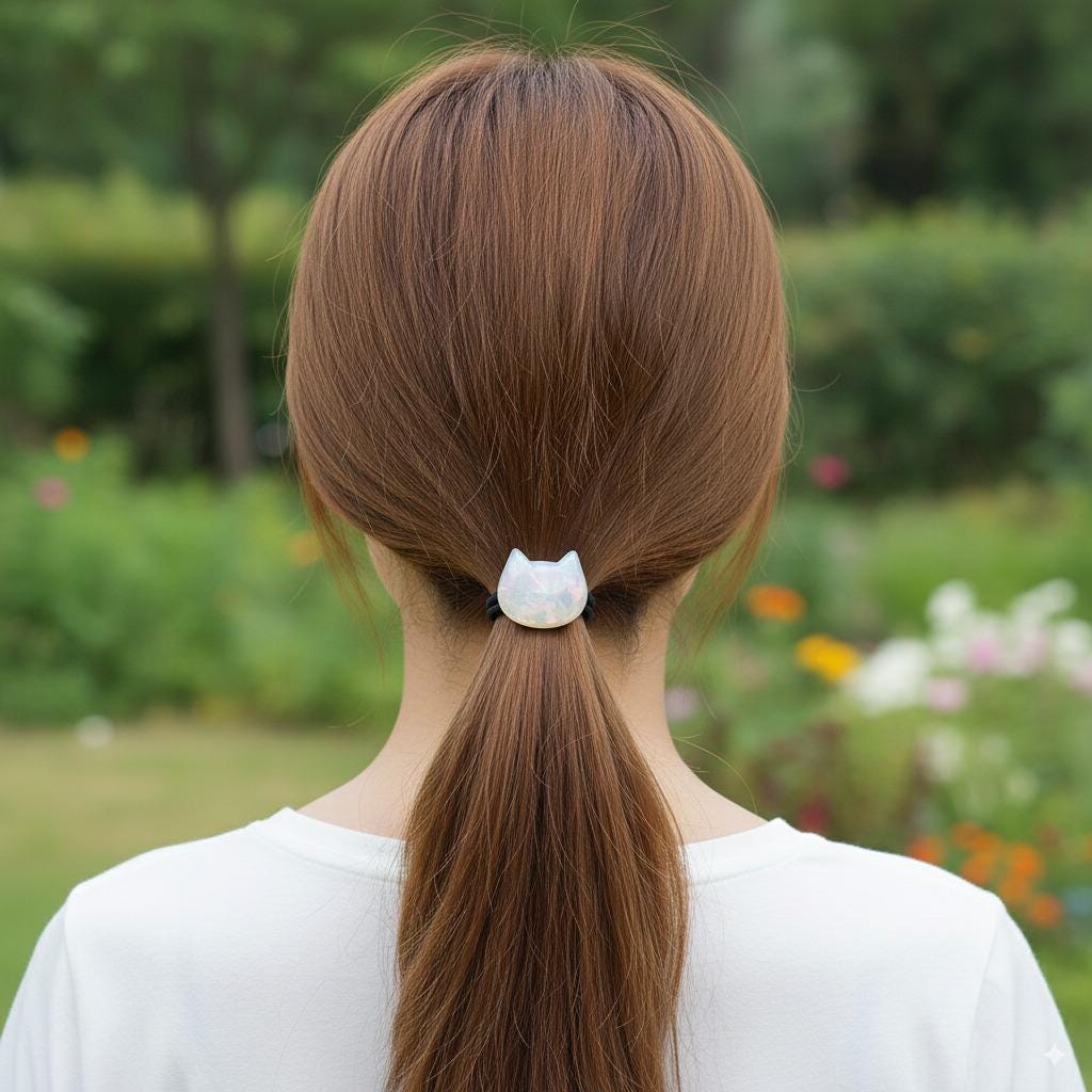 Simple Curved Cat Hair Tie (1.1 Inch) / Simple Tortoise Shell Ponytail Holder / Hair Accessory for Woman / French Hair Tie
