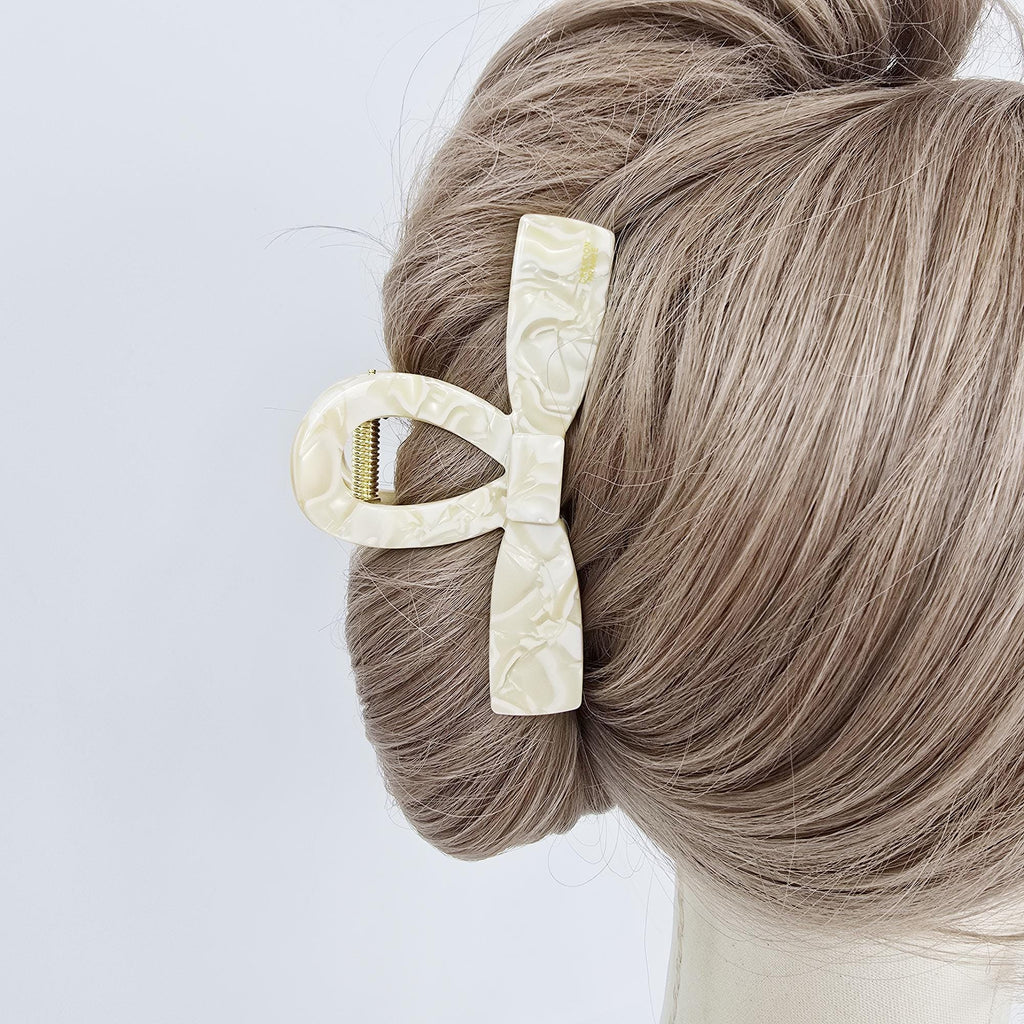 Bow Tie Straight Twist Updo Hair Claw Clip (4.1 Inch) / Elegance French Hair Pin / Hair Barrette for Woman