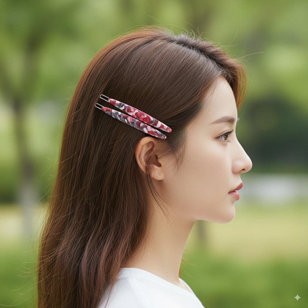 Leopard Marble Long Oval Bobby Pin (3.0 Inch) / Tortoise Shell French Hair Pin Clip / Hair Accessory for Woman / Bow Barrette