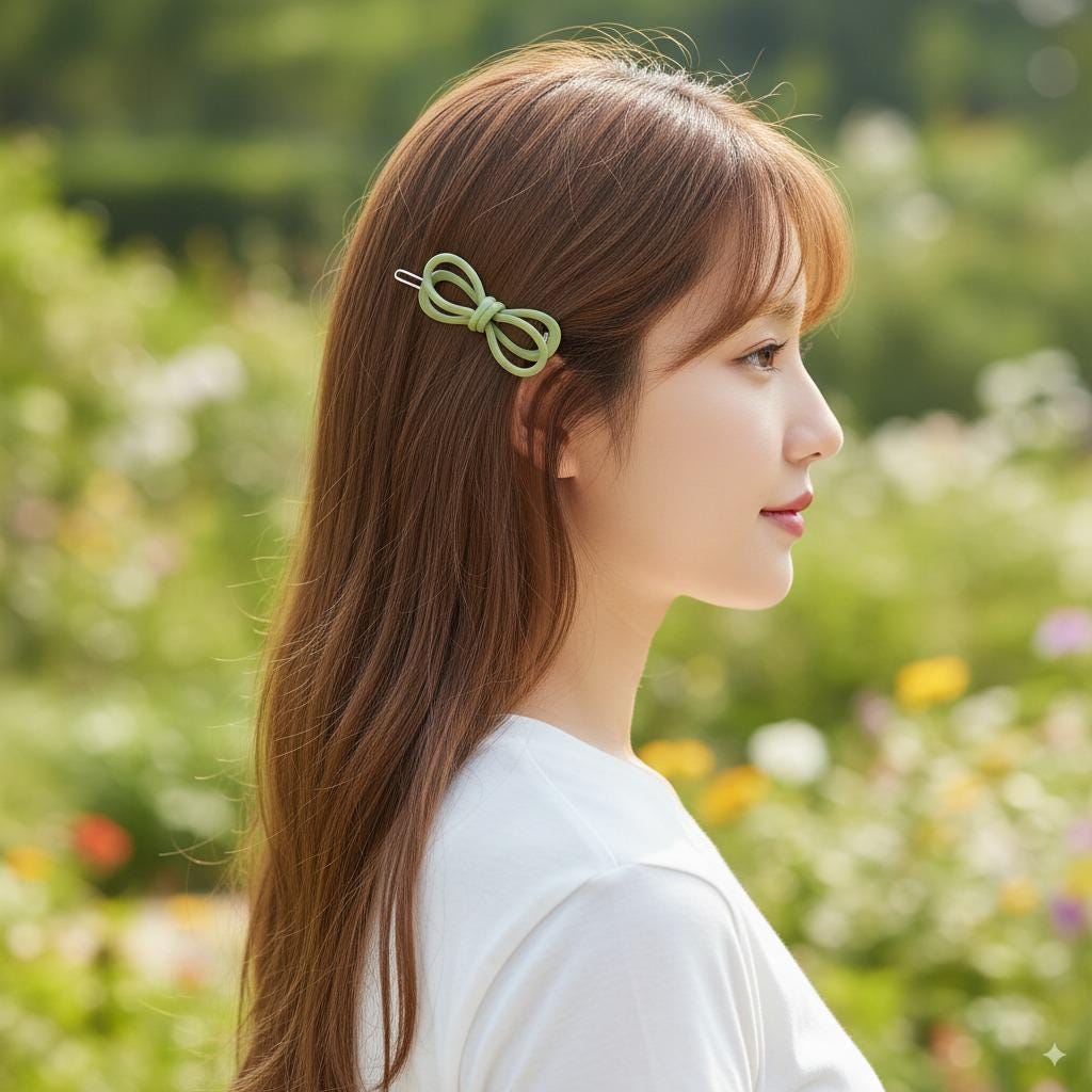 Pure Color Twin Ribbon Bobby Pin (2.2 Inch) / Tortoise Shell French Hair Pin Clip / Hair Accessory for Woman / Bow Barrette