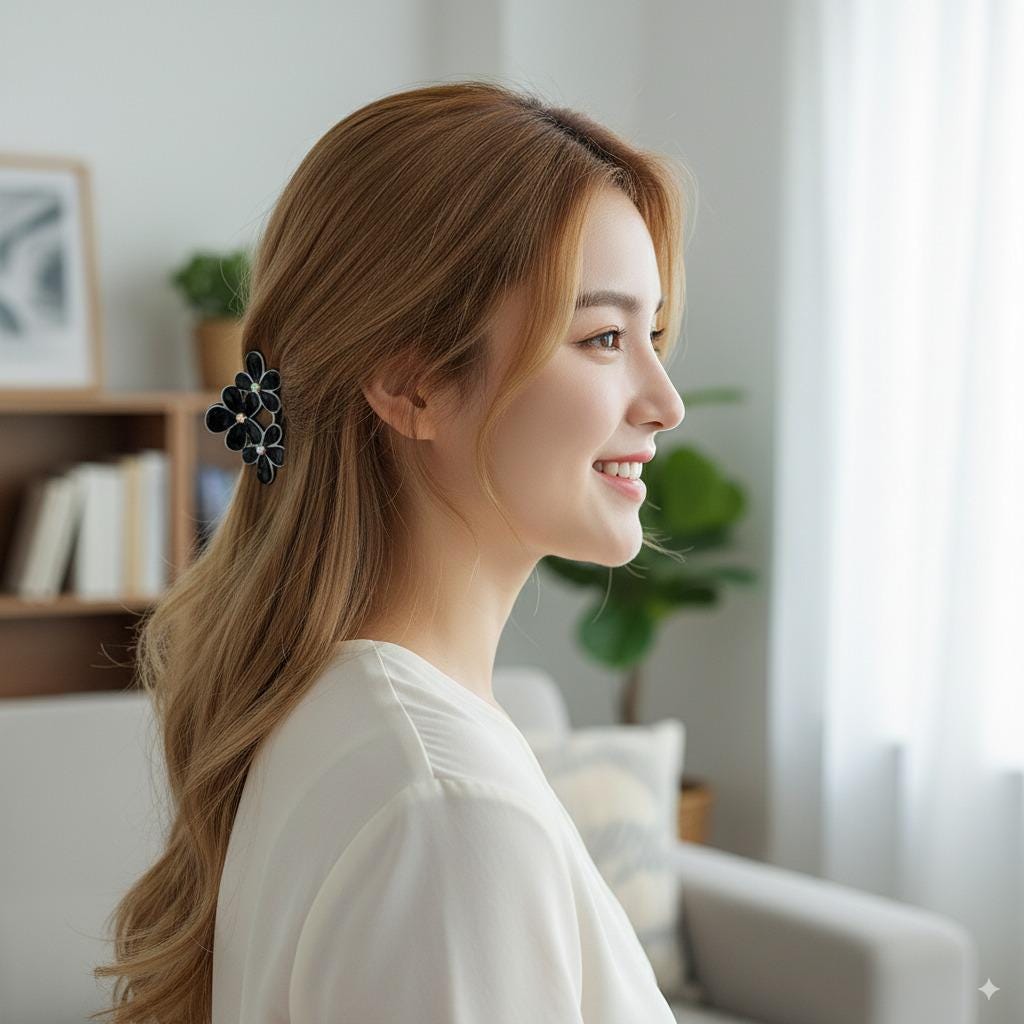 Triple Flower Hair Clips / Luxurious French Hair Pin with Cubic / Hair Accessory for Woman / Pastel Color Mini Claw Clip