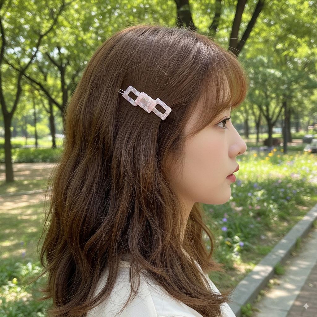 Leopard Aurora Square Chain Bobby Pin (2.4 Inch) / Vintage French Hair Pin / Hair Accessory for Woman / Bow Barrette for Thin Hair