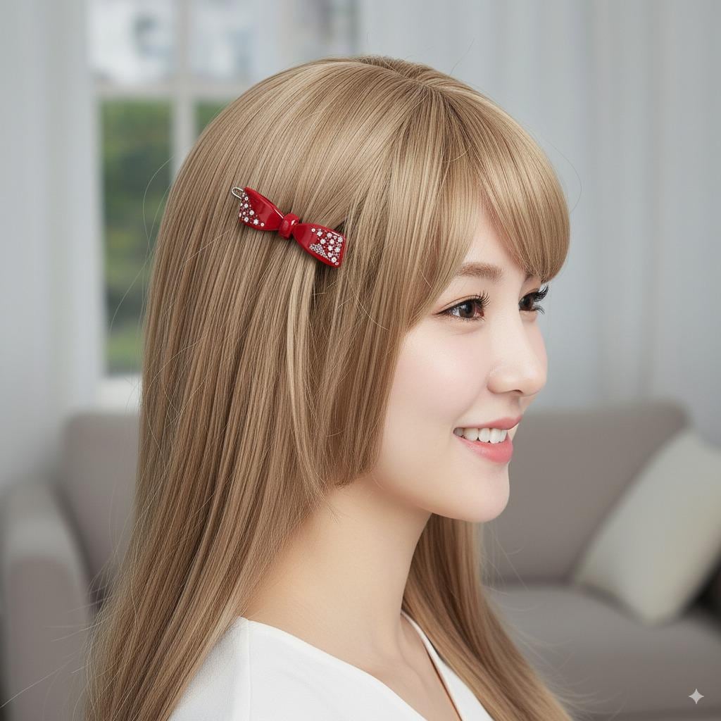 Cubic Diagonal Mini Ribbon Bobby Pin (2.2 Inch) / Tortoise Marble French Hair Pin Clip / Hair Accessory for Woman / Bow Barrette