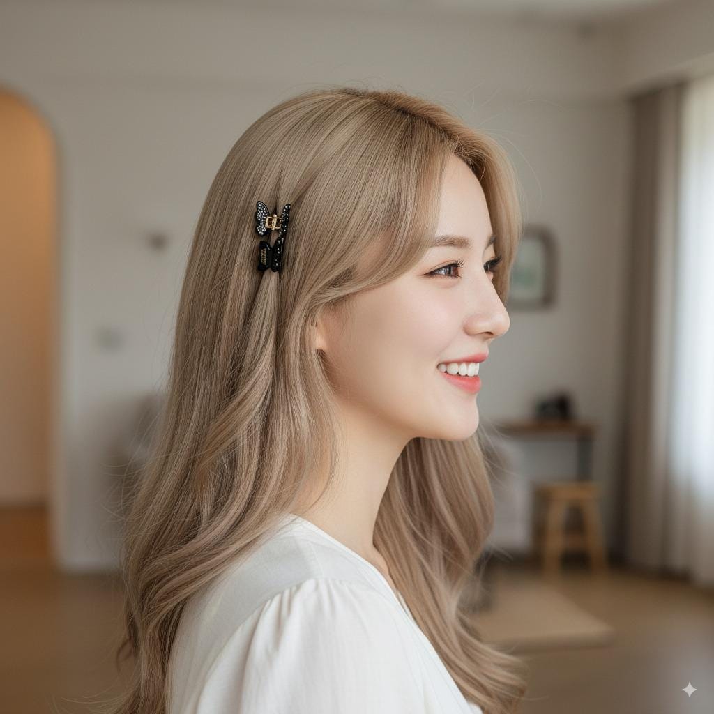 Kelsi Butterfly Point Mini Hair Claw Clip with Cubic (2 pieces in 1 set) / Cute Tortoise Shell French Hair Pin / Small Hair Clips