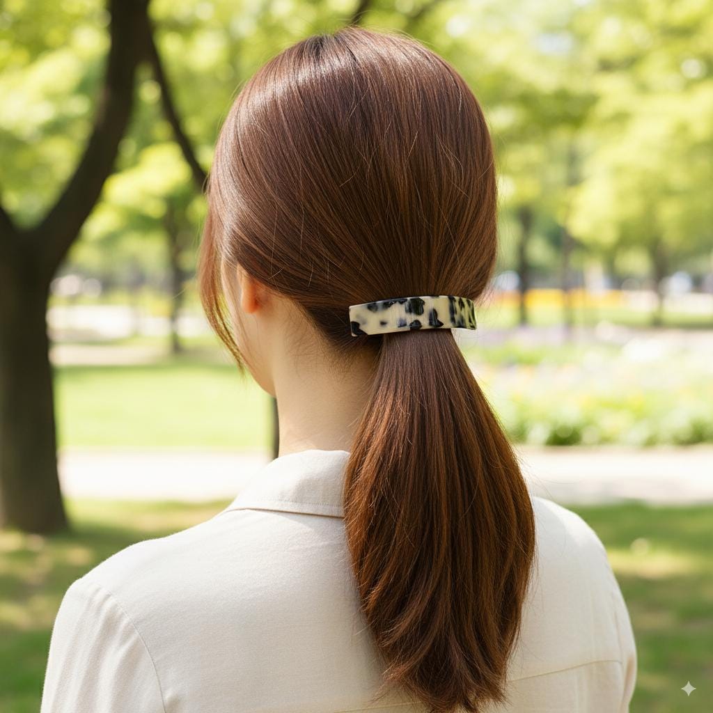 Leopard Curve Square Hair Barrette (3.7 Inch) / Tortoise Shell French Hair Pin / Hair Accessory for Woman / Automatic Hair Clip