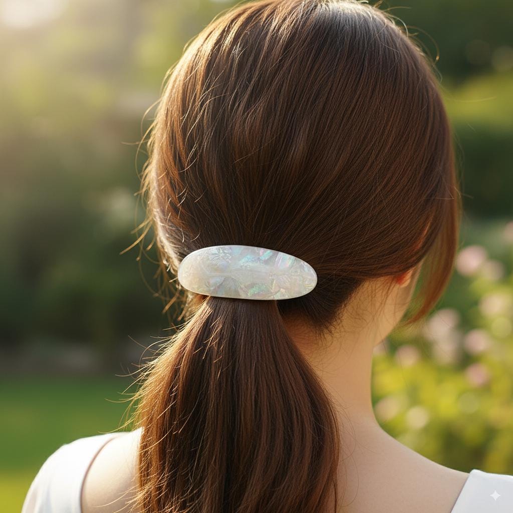 Leopard Round Oval Hair Barrette (3.7 Inch) / Tortoise Shell French Hair Pin / Hair Accessory for Woman / Automatic Hair Clip