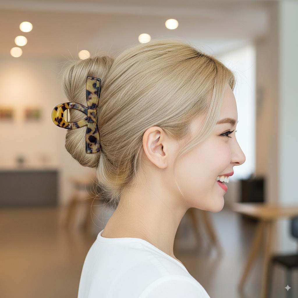 Bow Tie Straight Twist Updo Hair Claw Clip (4.1 Inch) / Elegance French Hair Pin / Hair Barrette for Woman