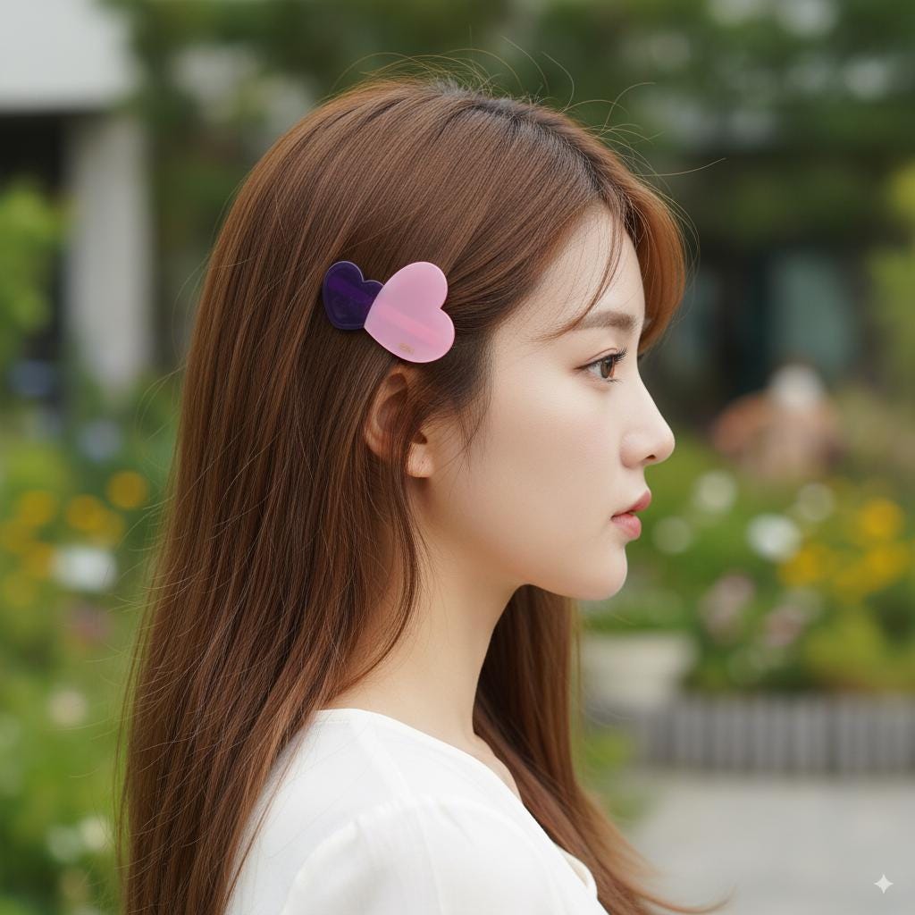Cozy Heart Mini Side Hair Claw Clip (2.5 Inch) / Vivid Color French Pin / Alligator Hair Clip for Woman