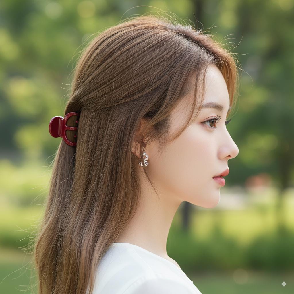 Pentacle Half-Up Hair Claw Clip (1.8 Inch) / Luxurious French PIn / Hair Barrette for Woman