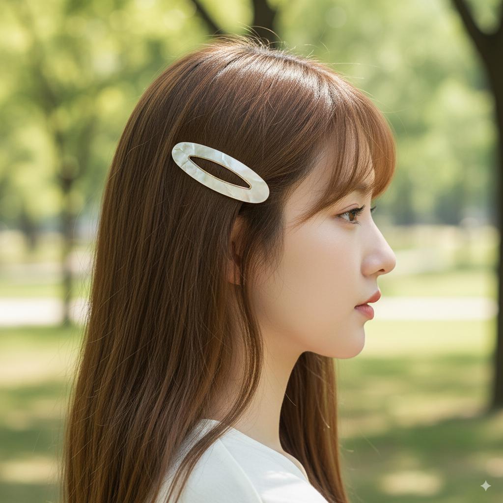 Leopard Marble Round Oval Snap Clip (2.6 Inch) / Cute Hairgrip Barrette / French Hair Pin / Tic Tac Hair Clip Pin