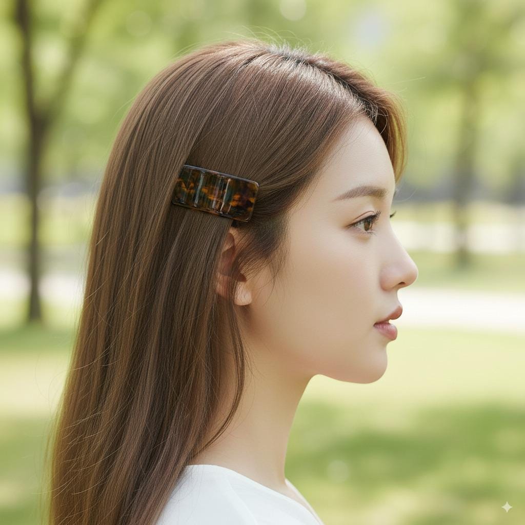 Fashionable Leopard Pure Dela Ultra Mini Rectangular Hair Barrette (2.0 Inch) / Cute French Hair Pin / Automatic Hair Clip