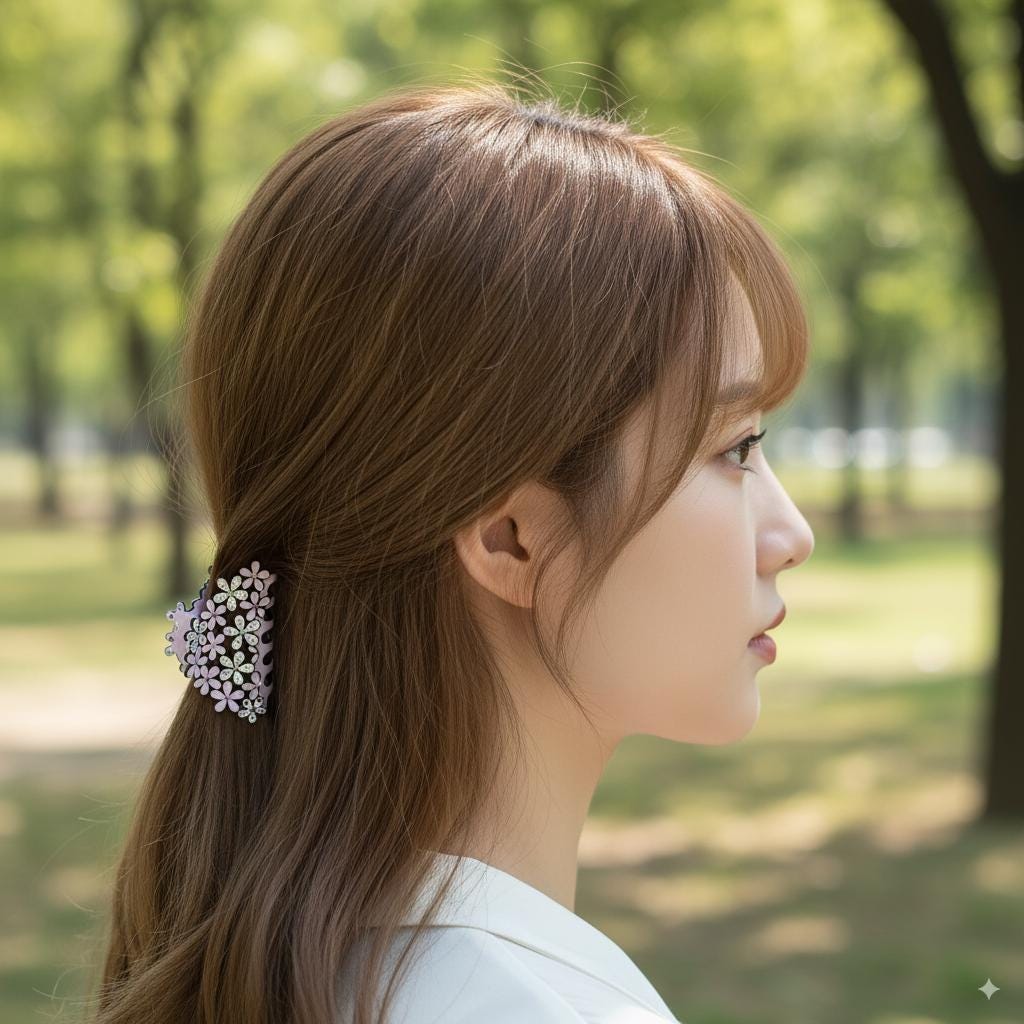 Pastel Glittering Blossom Small Hair Claw Clip (2.6 Inch) / Elegance French Hair Pin / Hair Barrette for Woman