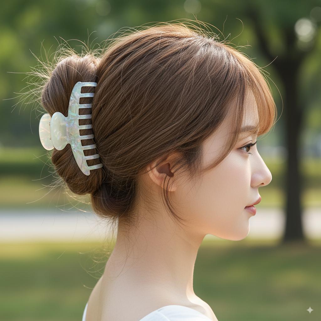 Luxurious Leopard Print Round Hug Updo Hair Claw (3.9 Inch) / Elegance French Hair Pin / Hair Barrette for Woman