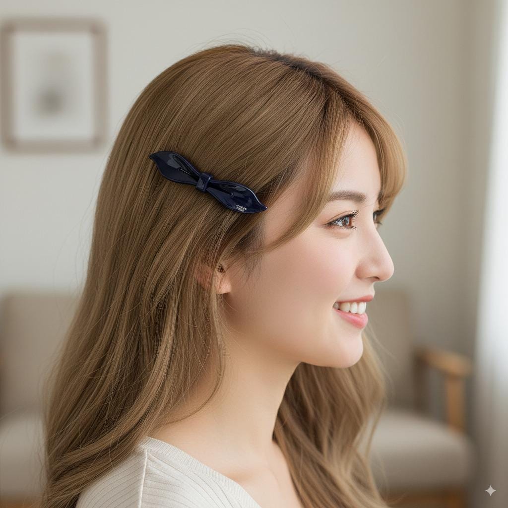 Pure Color Lip Shape Ribbon Hair Barrette (3.5 Inch) / Tortoise Shell French Hair Pin / Hair Accessory for Woman / Automatic Hair Clip