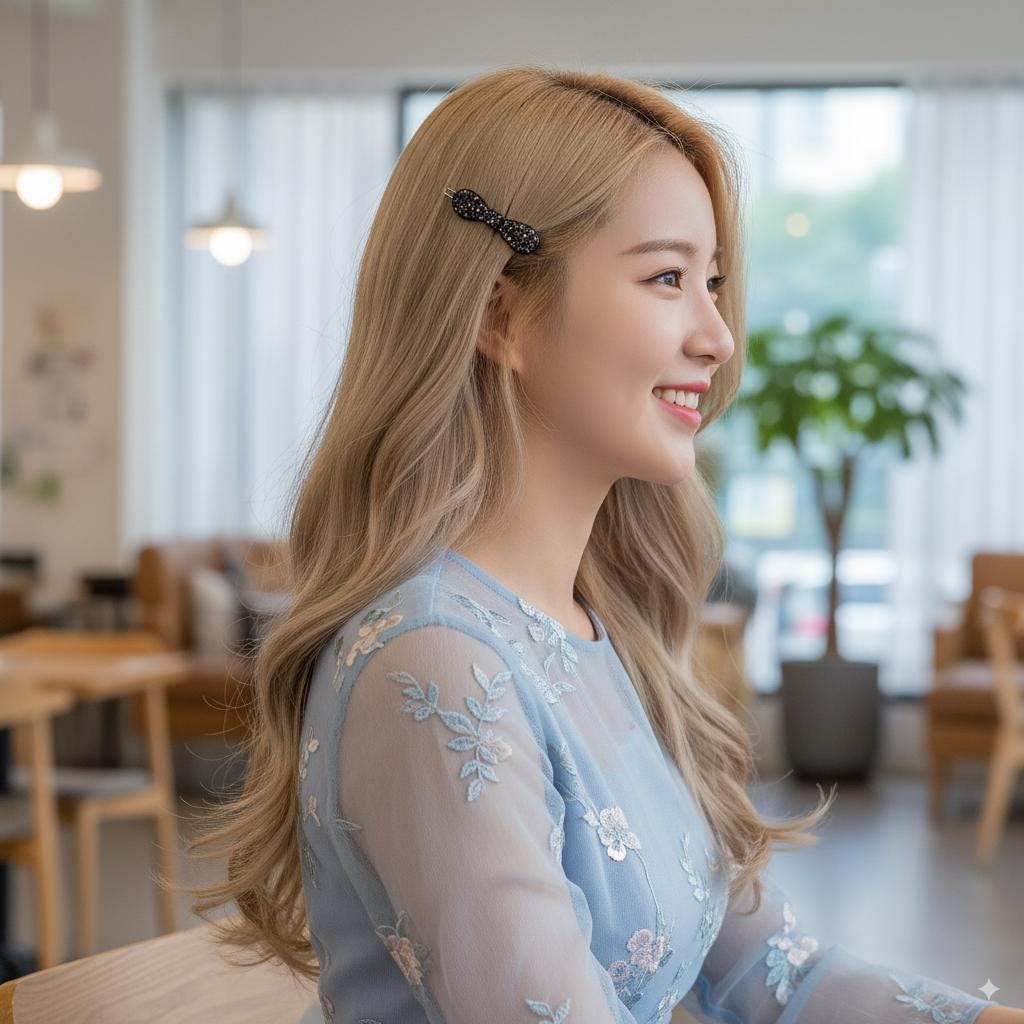 Lucid Cubic Stone Round Ribbon Bobby Pin (2.0 Inch) / Tortoise Marble French Hair Pin Clip / Hair Accessory for Woman / Bow Barrette